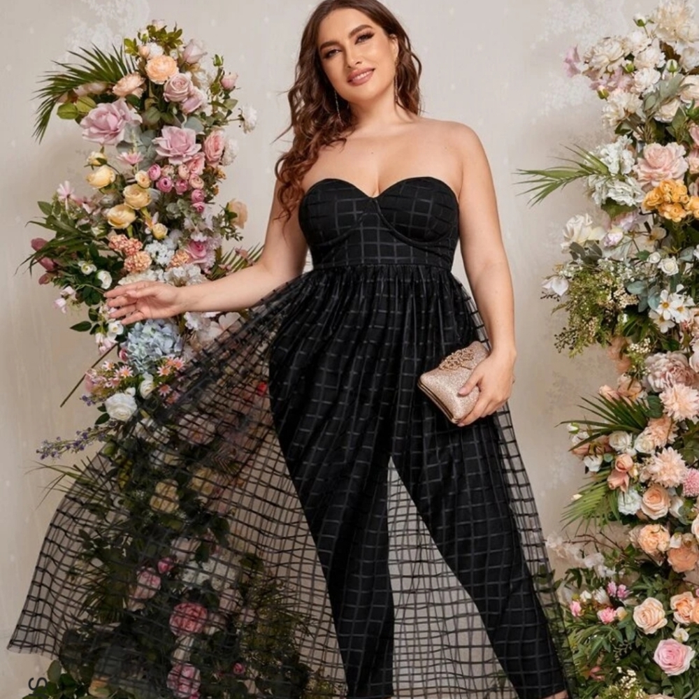 Shein Plus Tube jumpsuit with mesh skirt